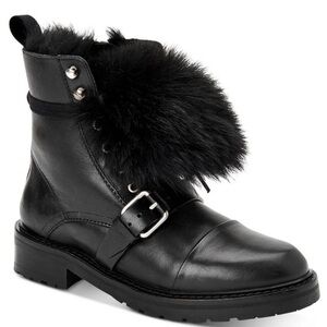 All Saints Womens Donita Black Leather Combat & Lace-up Boots Shoes New